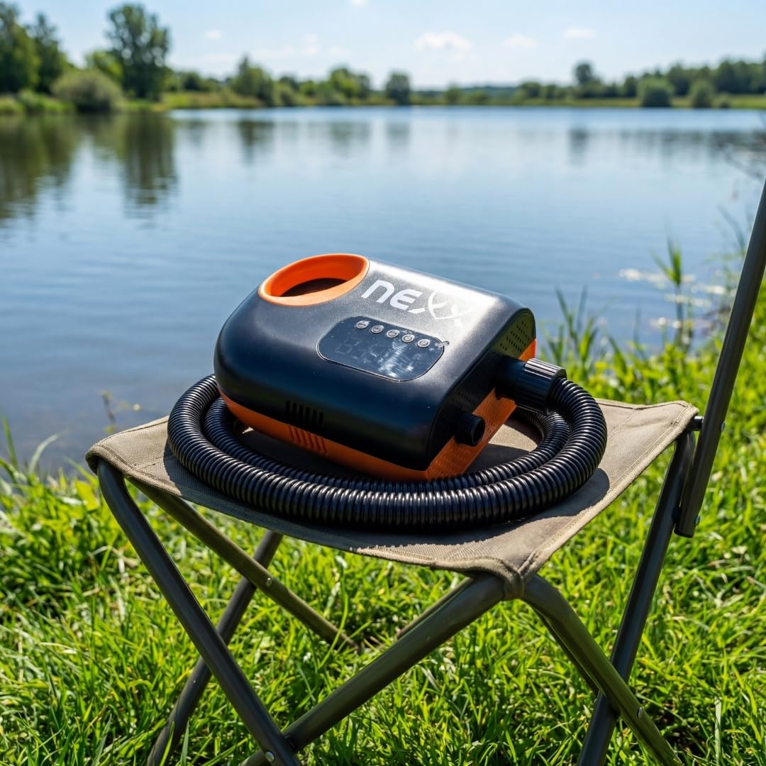 Bomba eléctrica para barco con batería de 18.000 mAh – 120 W bomba de aire para bote inflable, SUP y colchón de aire, parada de coche, portátil, 5 V USB