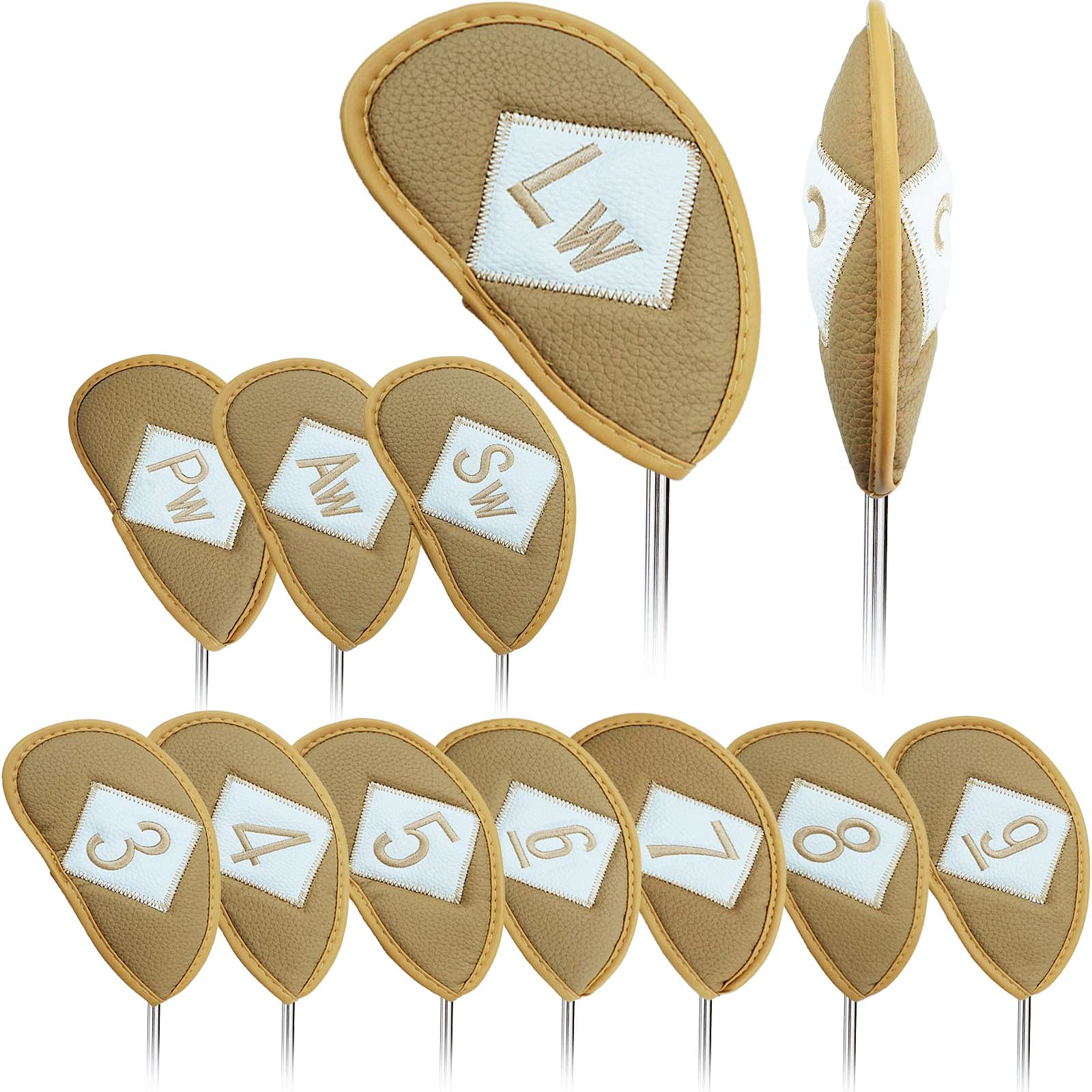 FINGER TENGolf Iron Head Covers Value 12 Piece Set, Synthetic Leather Deluxe Club Headcover, Universal Fit Main Iron Clubs Gift Set