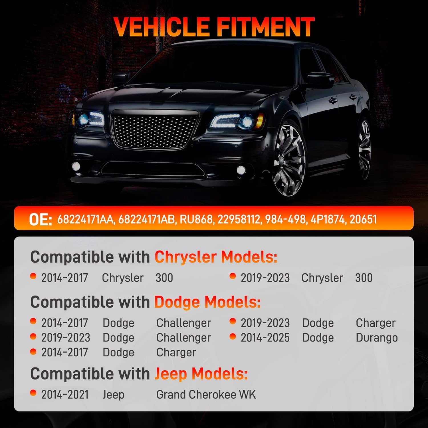 HVAC Blower Motor Resistor Compatible with Chrysler 300 Dodge Challenger Charger 2014-2017/2019-2023, Durango 2014-2025, Jeep Grand Cherokee 2014-2021, Replaces # RU868, 68224171AA, 22958112