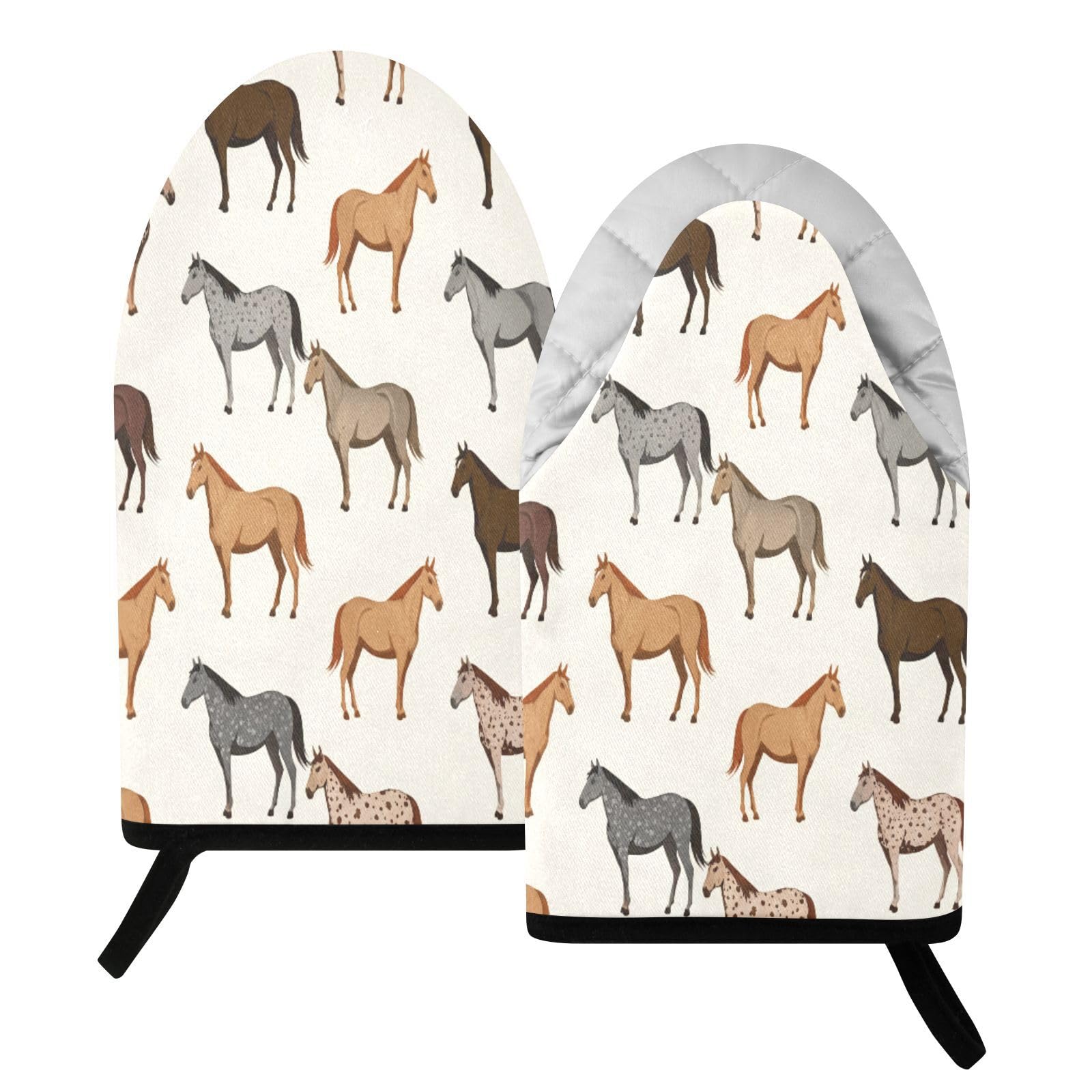 BURSTDDY Cartoon Horse Oven Mitt,Heat Resistant Kitchen Mitts for Cooking