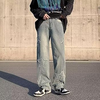 パンツ UNKNOWN STAR SUPER BAGGY DENIM Y2K Amazon.com: Women's Baggy Jeans Y2K Star Print High Waist