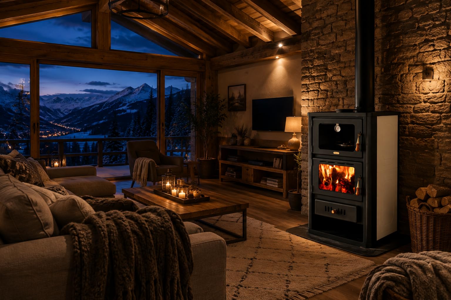 Stufa a legna 5+15 kW con forno e serbatoio di ritorno Prity FGW15
