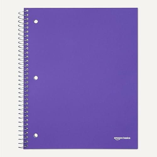 Miniatura 5 de Tienda Basics Cuaderno de espiral con rayas anchas, cubierta de polietileno, 100 hojas, 8 x 10-12 pulgadas, orquídea radiante, paquete de 3
