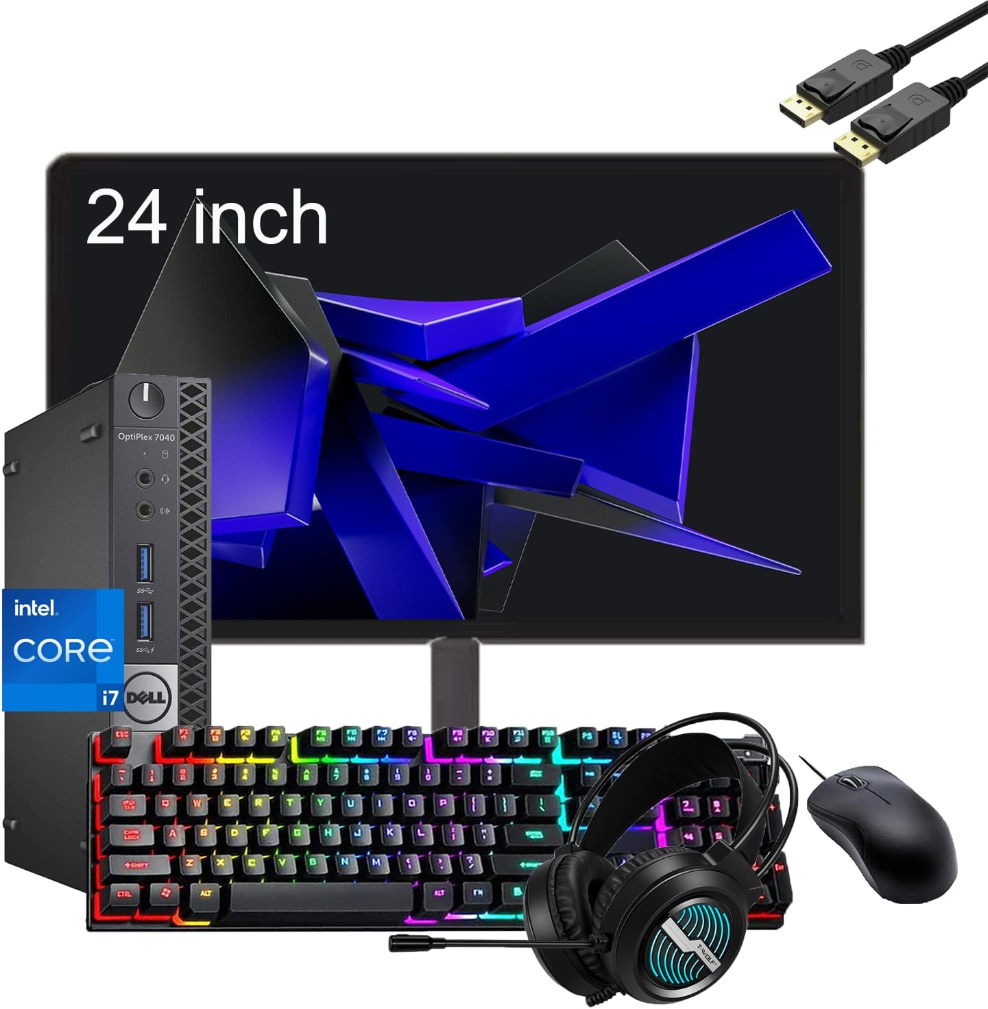 Amazon.com: Dell Optiplex 7040 Mini Desktop PC, 24 inch Monitor & RGB ...