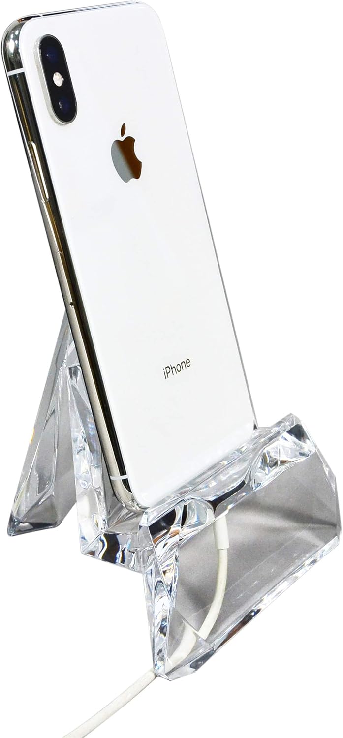 Suреr Dеаl Prоduсt COM.TOP - Acrylic Cell Phone Holder, Mobile Phone Stand, Tablet Stand | Office Supplies, Stationery Organizer, Desk Accessories - Clear, 2 Pack