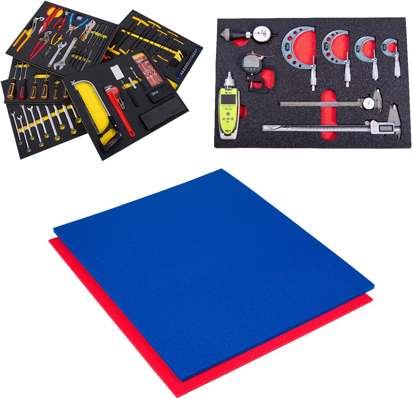 5S Tool Box Shadow Foam Organizers (2 Color) FITS Craftsman Model# 112225 Bottom Box (12.75 x 22.125", Blue Top/Red Bottom)…