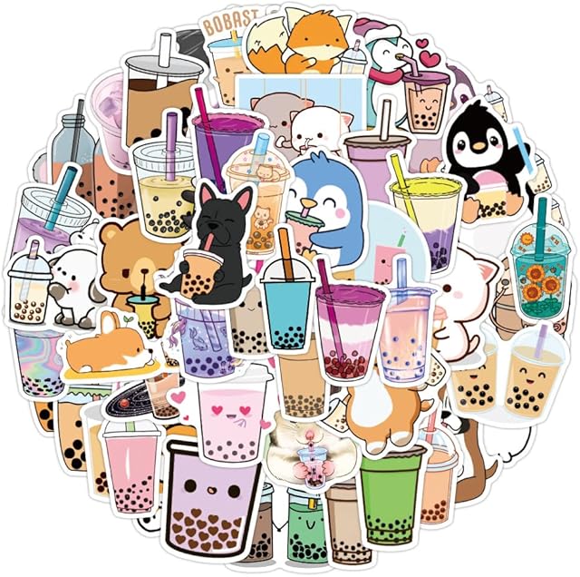 NAVK Cute Cartoon Stickers 50 Packs, NAVK Personalized VSCO Aesthetic Vinyl Waterproof Scrapbook Sticker for Laptop Skateboard Water Bottles, Kids Girls Boys Adults Gifts