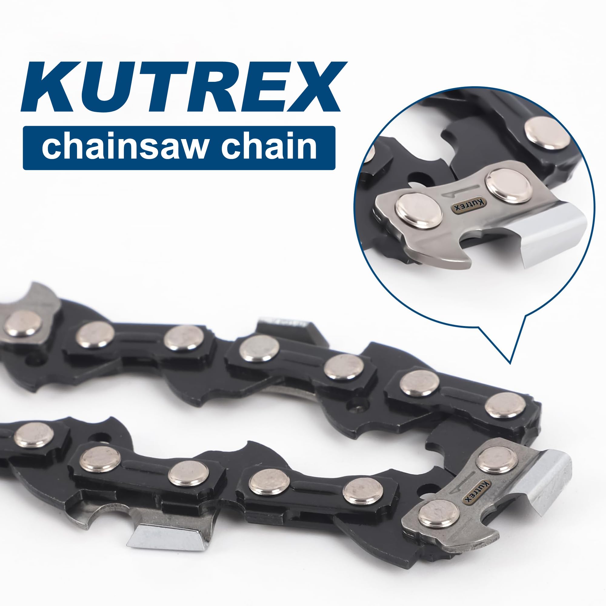 Cadena de motosierra de 16 pulgadas, paso LP de 3/8 pulgadas, calibre 43 pulgadas, 56 eslabones de transmisión, cadena de retroceso bajo para Greenworks, Husqvarna, Echo y más -S56 (3 cadenas)