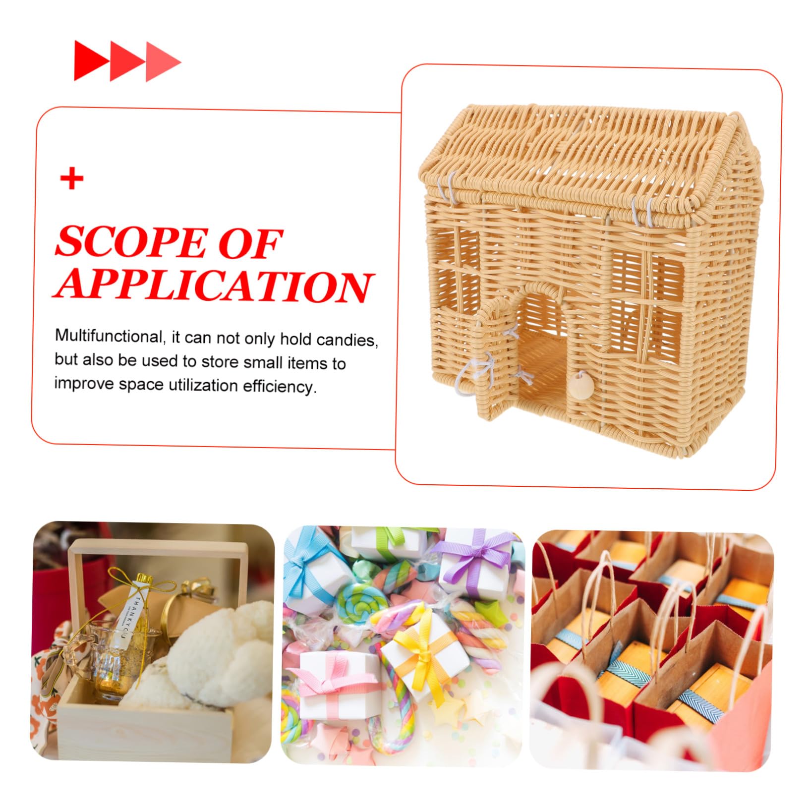MAGICLULU Cesta de Dulces Navideña Tejida Mano Cesta de Ratán Sintético con Asa para Dulces y Regalos para Bodas Showers y Decoración Festiva