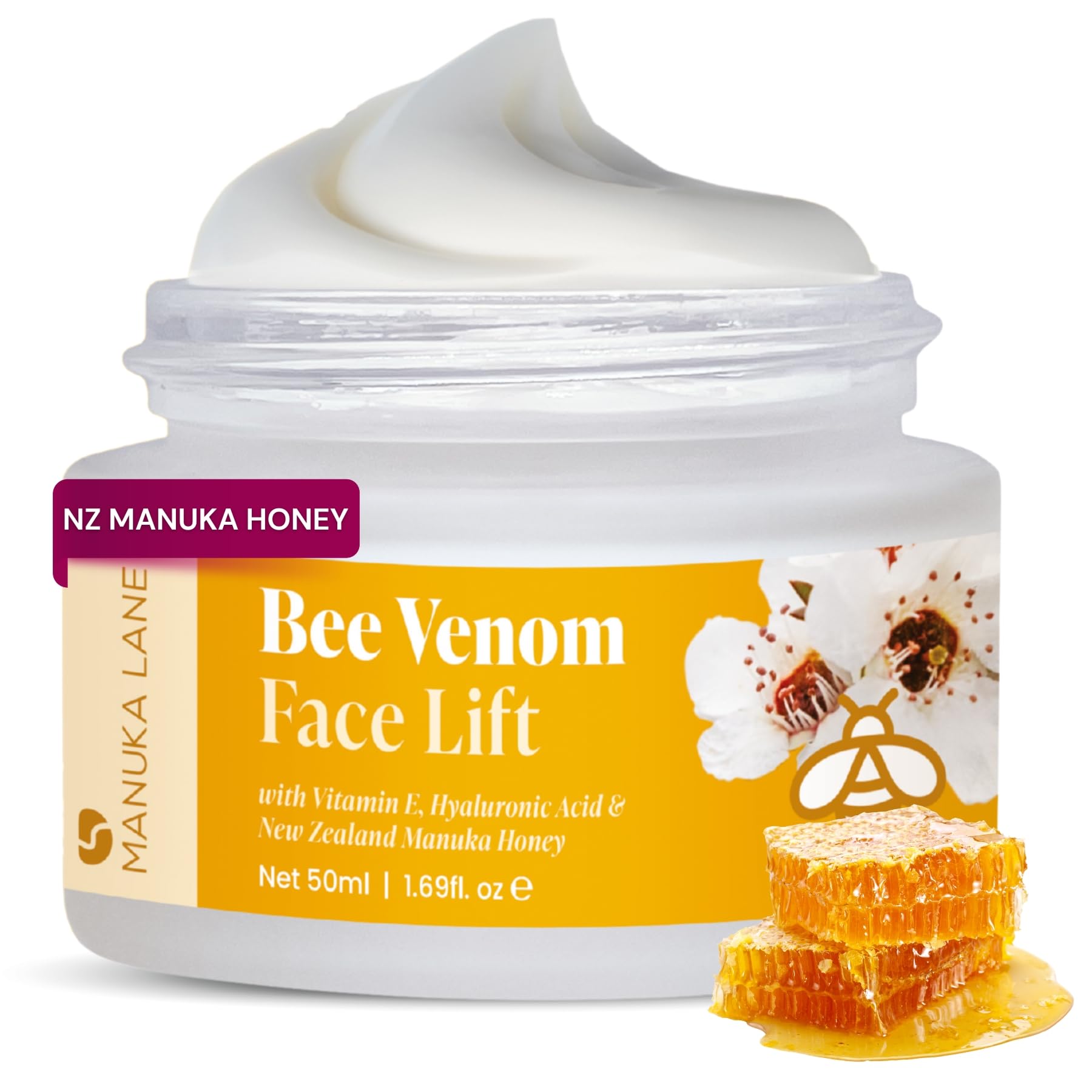 Natural Bee Venom Face Lift Treatment Cream with Active Manuka Honey, Shea, Cocoa Butter, and Jojoba – Nature’s Most Powerful Solution!