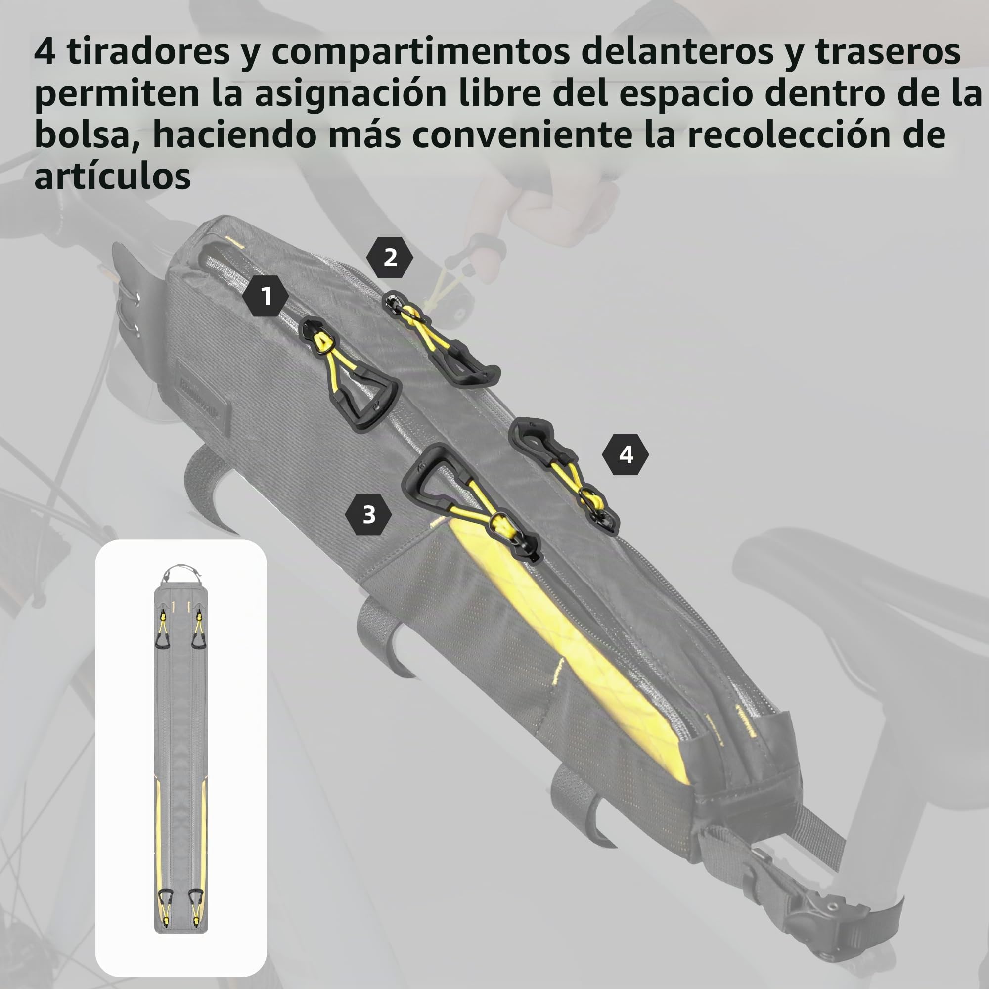 Rhinowalk Bolsa para Tubo Superior de Bicicleta, Impermeable, Accesorio Profesional para Montaña y Carretera (Versión Ampliada), 2,1 L