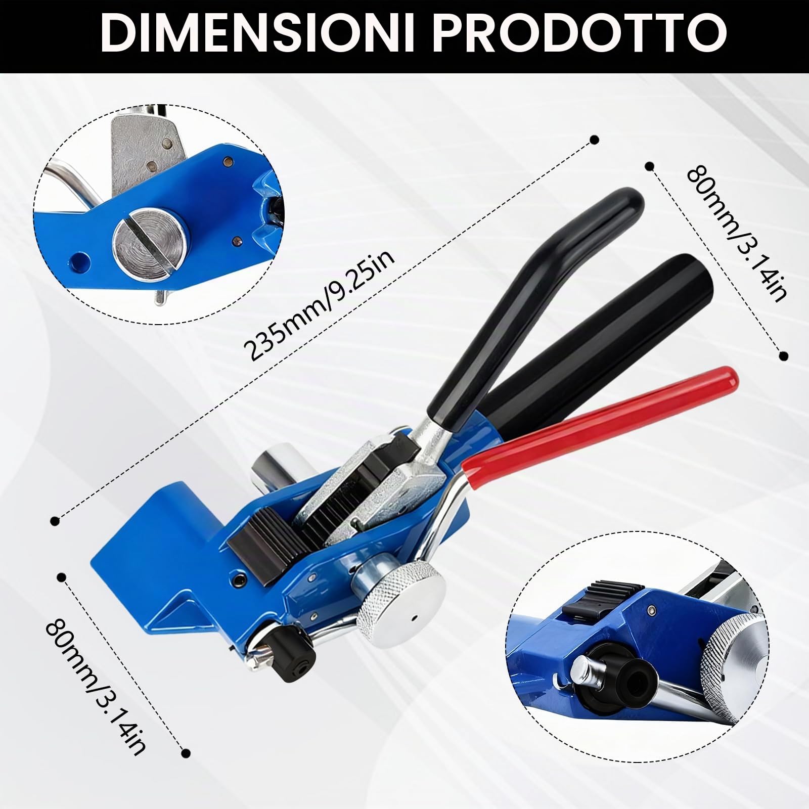 Pistola per Fascette in Metallo, Pinza per Fascette in Acciaio Metalliche Tenditore a cricchetto Attrezzo per fascette stringicavo portatile Strumento di Tensionamento e Taglio Regolabile