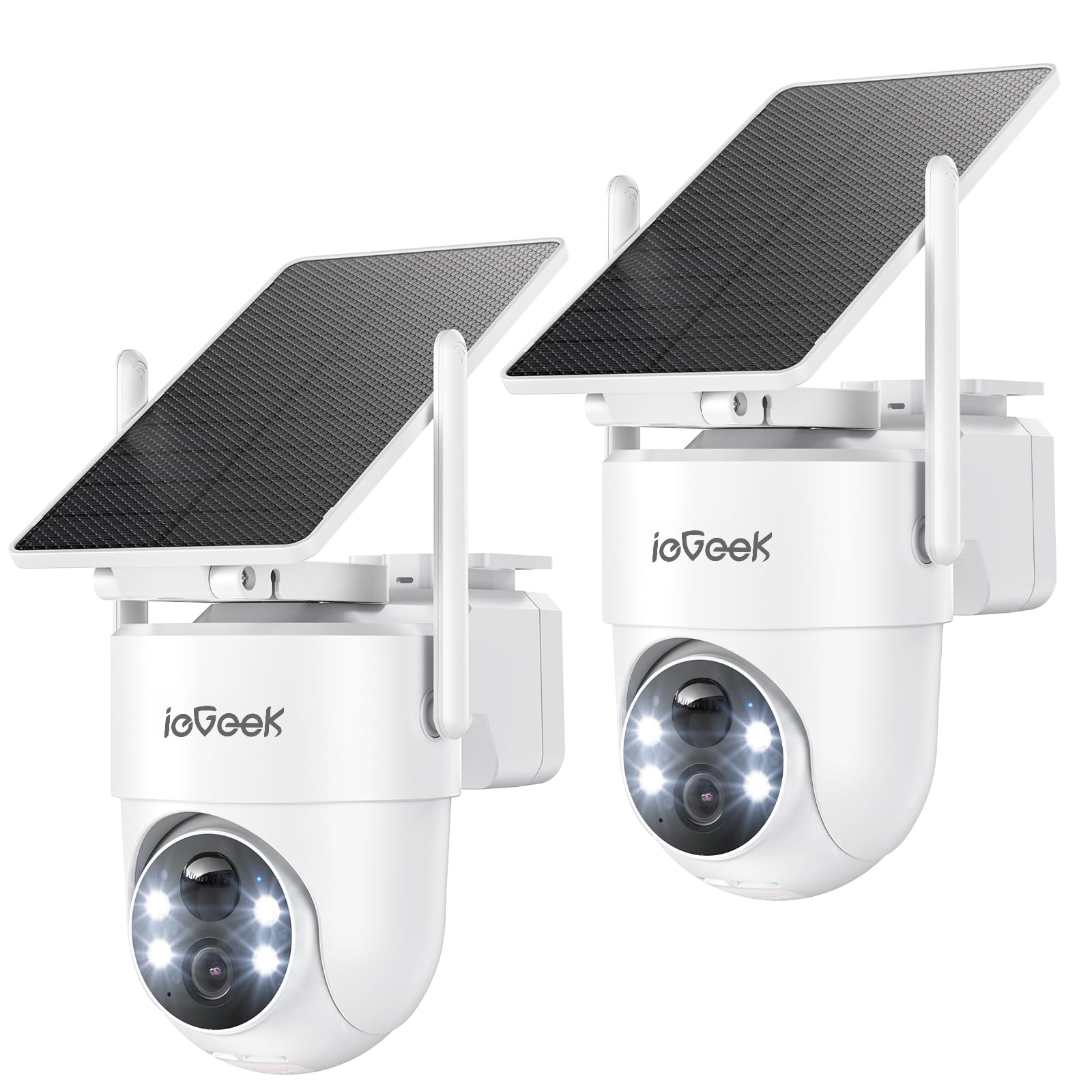 ieGeek 2 Pack S5 Solar Security Camera Wireless Outdoor – 2K 3MP WiFi Camera with Removable Solar Panel, 360° Pan Tilt, Color Night Vision, AI Detection, 2-Way Audio, IP65 for Home Security-image-6