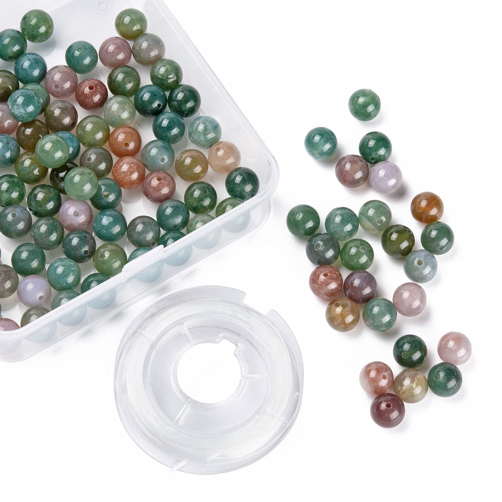 Perle rotonde di agata a strisce blu naturale, 6mm 8mm 10mm 12mm perle