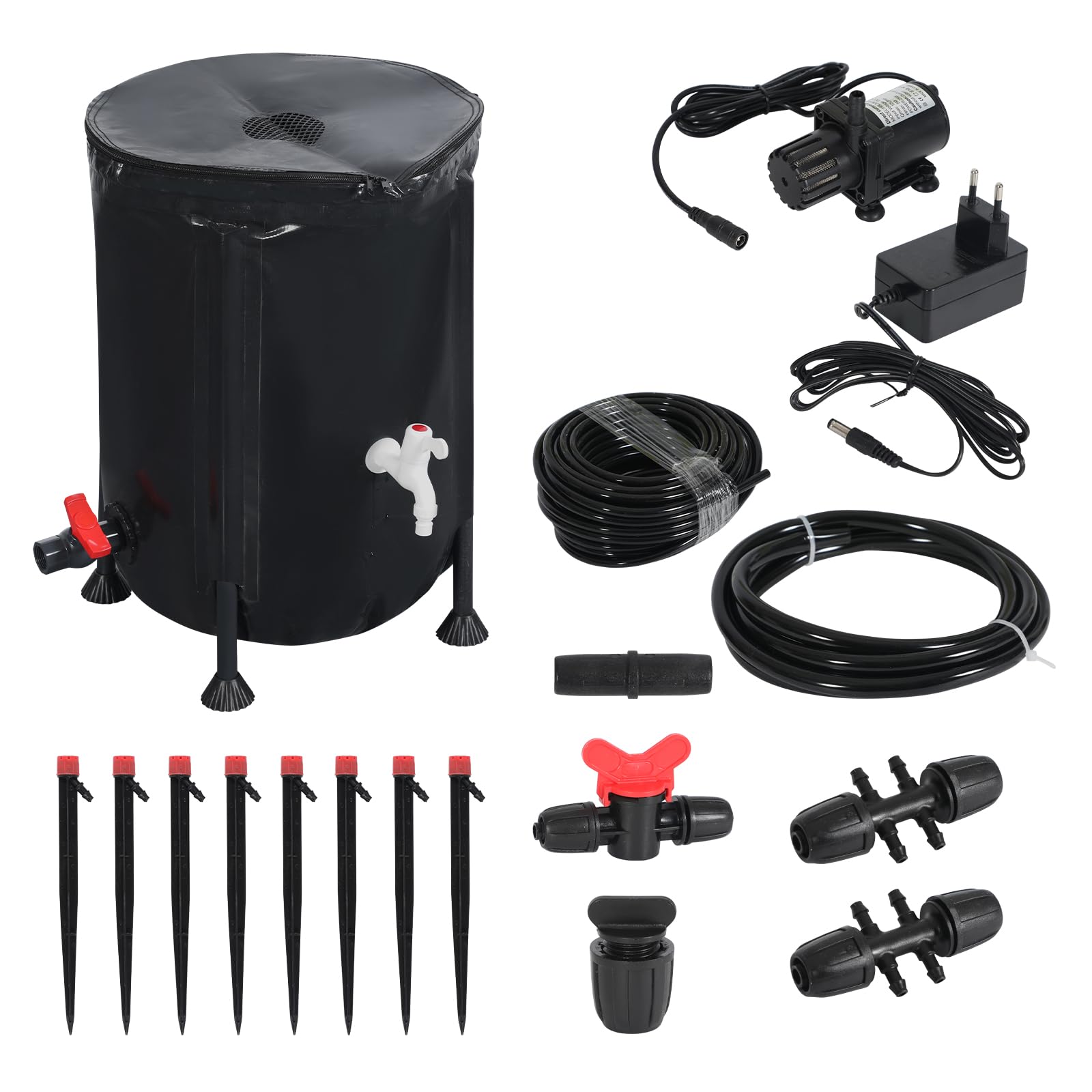 Automatyczny system nawadniania, 50 l, automatyczne nawadnianie, pompa wody 25 W, czujnik niskiego poziomu wody, 8 dysz kroplowych, system nawadniania ogrodu, do wnętrz, trawnika, szklarni