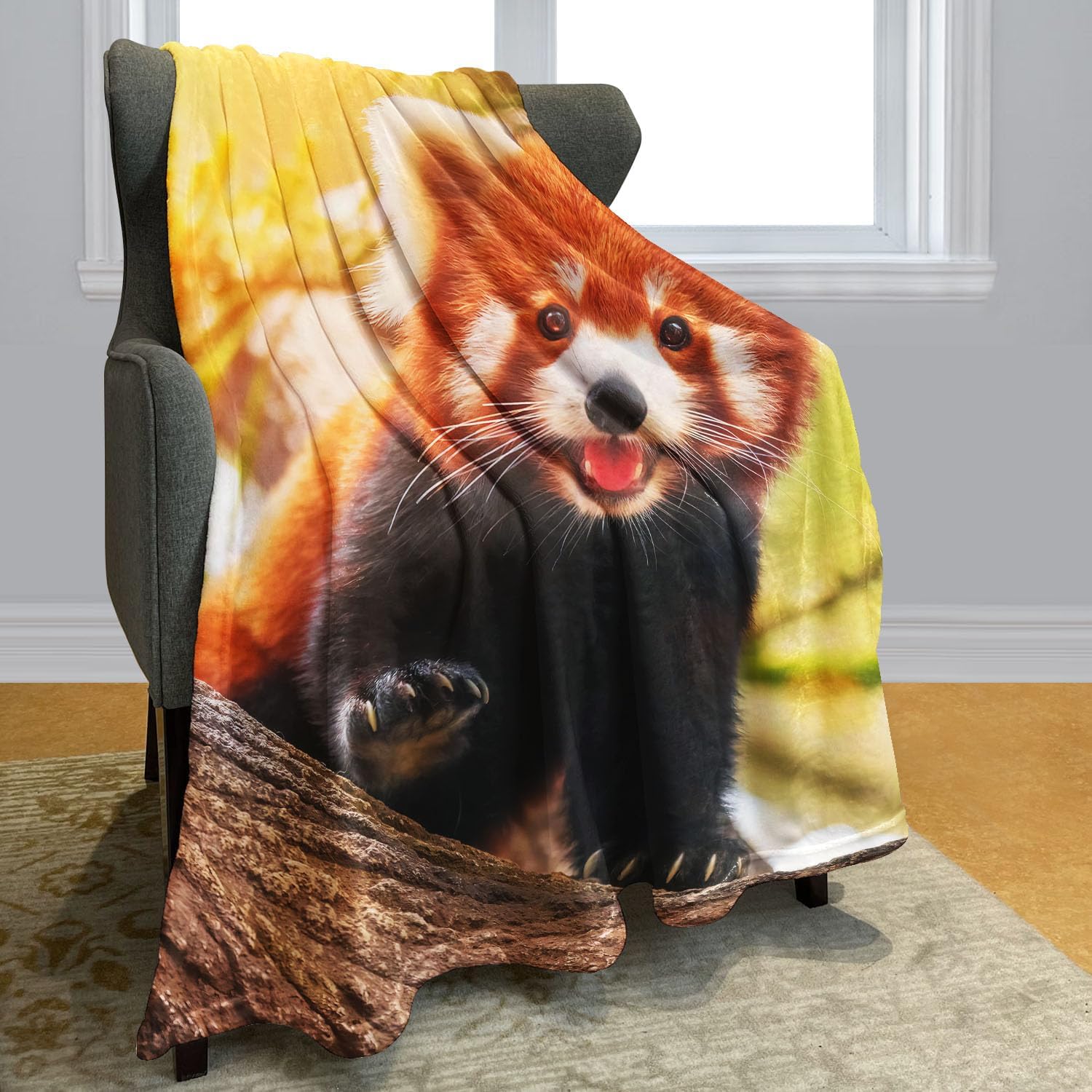 Red Panda Blanket Cute Little Panda Fleece Blanket Soft Fuzzy Plush Throw Blankets for Couch Bed 60"x80"