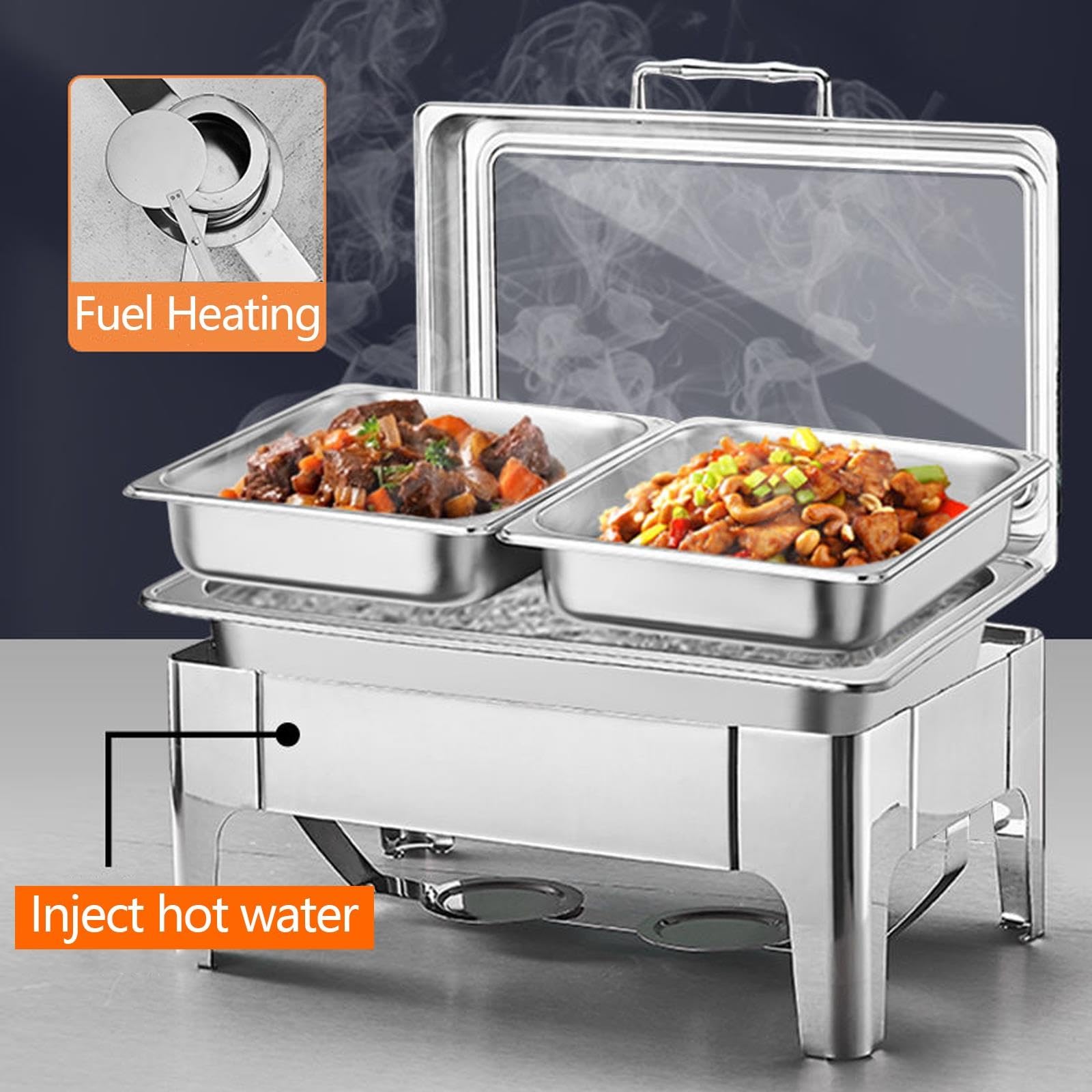 Scaldavivande per Buffet in Acciaio Inox con Coperchio Visibile Buffet