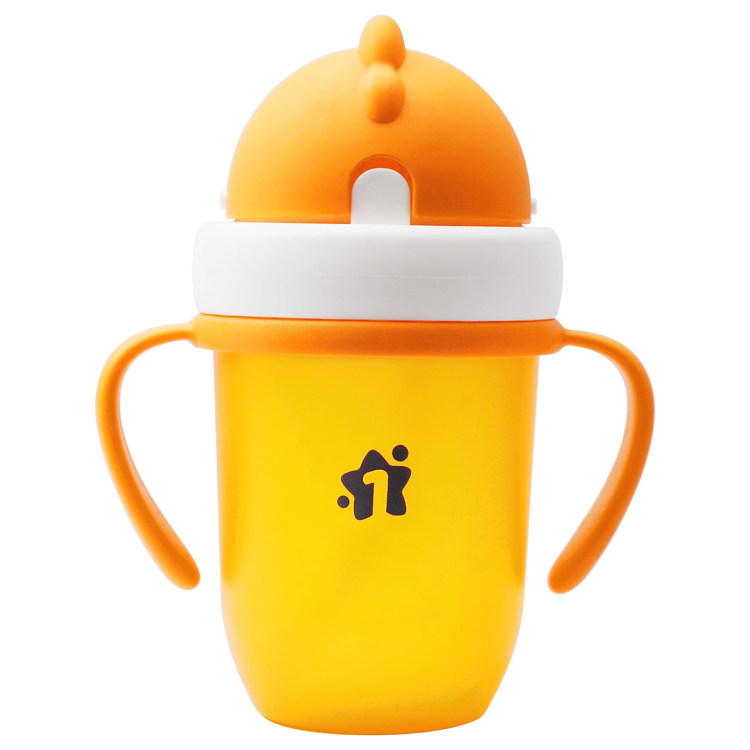 1ST STEP Matte Collection BPA Free Polypropylene Soft Straw Sipper with Twin Handles for Easy Grip - Orange-picture-30