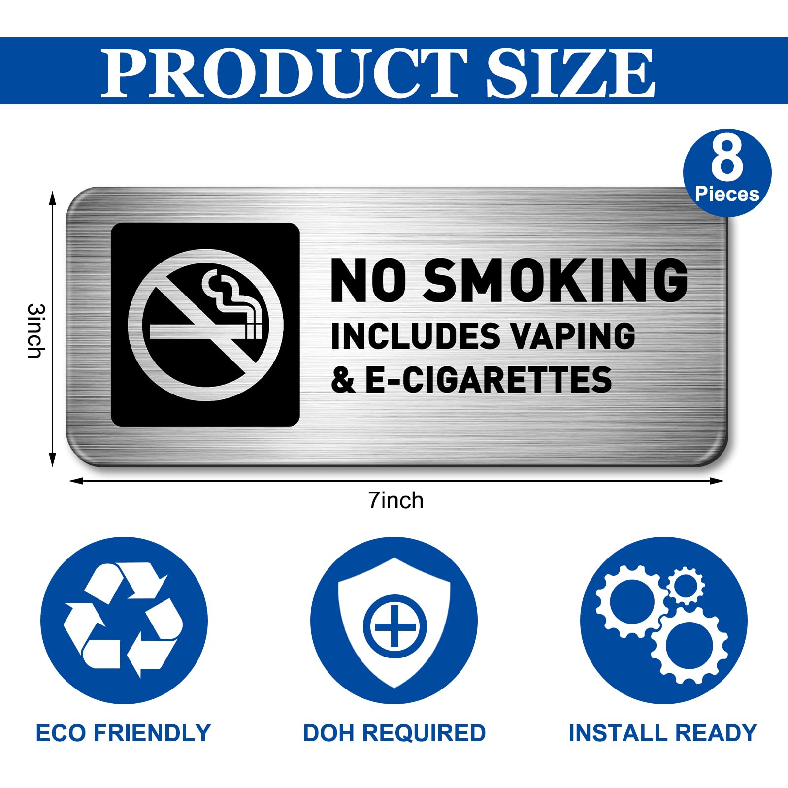 Oudain 12 letreros de prohibición de fumar para el hogar, no vaporizar, para negocios, autoadhesivos, de metal, señales de advertencia industriales para oficina, exteriores, interiores, suministros de