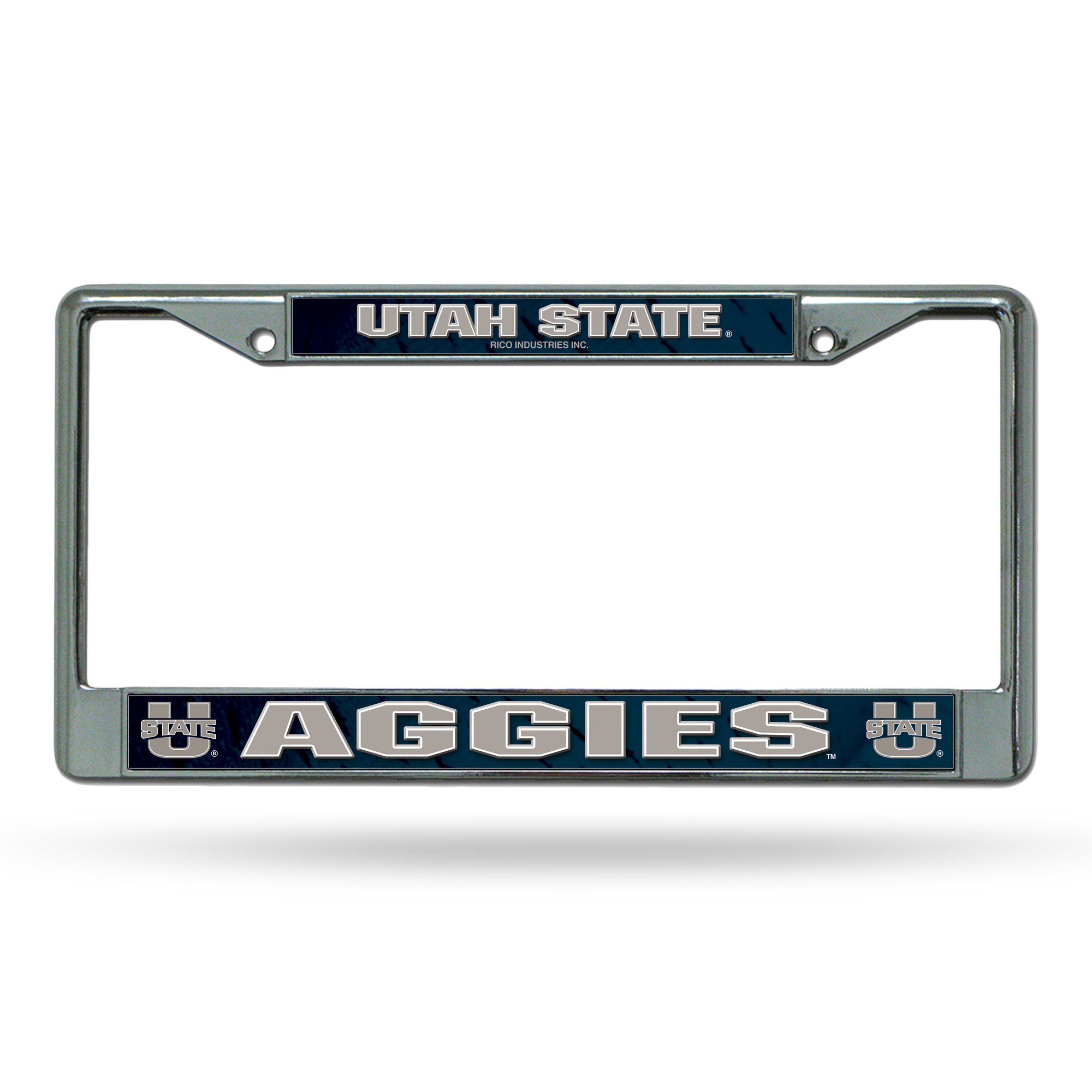 Rico Industries NCAA Utah State Aggies Standard Chrome License Plate Frame, Silver, 6