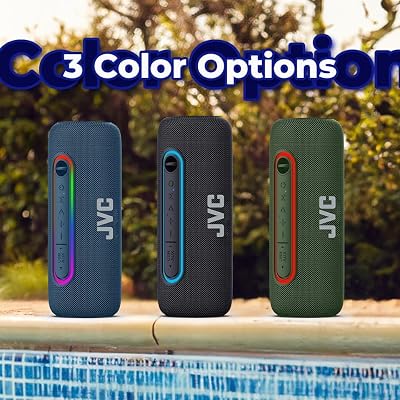 JVC Illuminated Portable Wireless Speaker with 20W max outputs, Dynamic Sound, Bluetooth 5.0, TWS Capability, USB-C, IPX5, AUX in, up to 5-Hour Battery Life - SPPA5BTA (Blue)