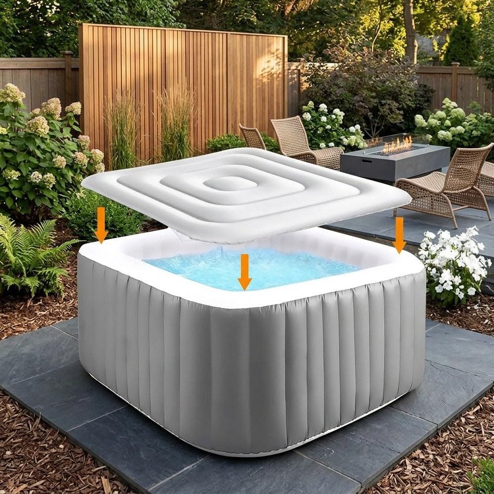 Copertura per vasca da bagno gonfiabile quadrata a risparmio energetico da 165 cm