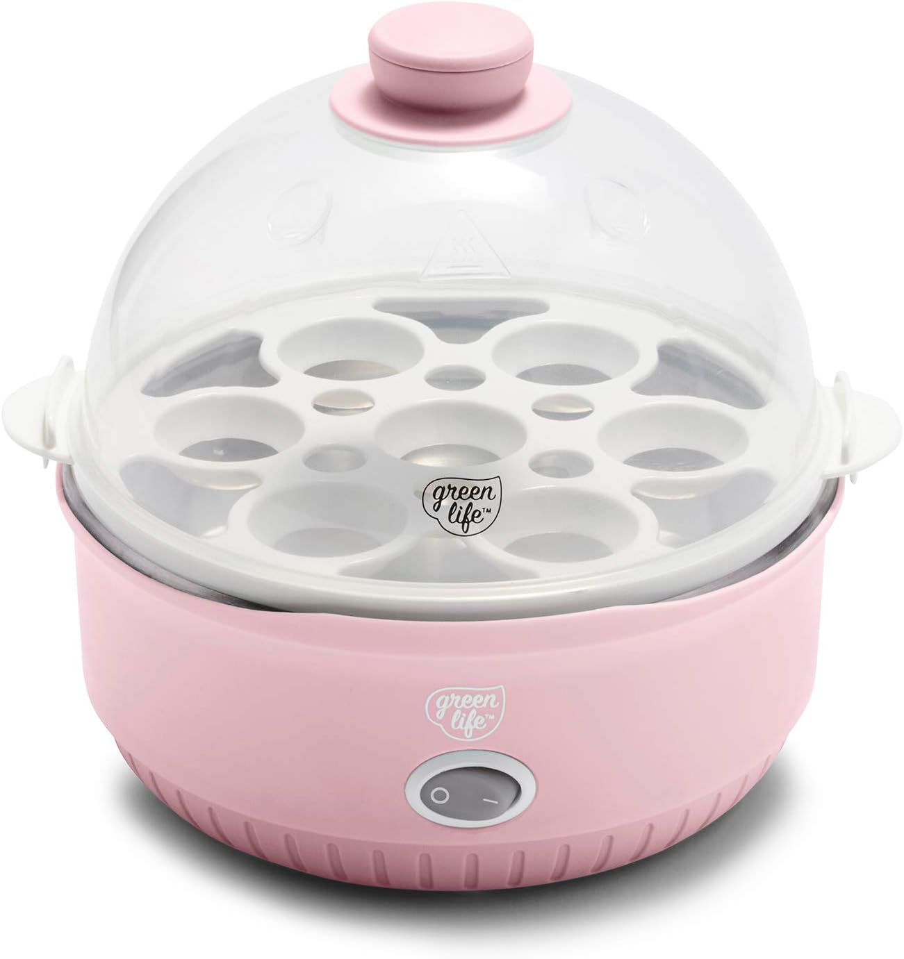 GreenLife Rapid Egg Cooker, 7 Egg Capacity for Hard Boiled, Poached, Scrambled and Omelet Tray, Easy One Switch, Dishwasher Safe Parts, BPA-Free, Pink