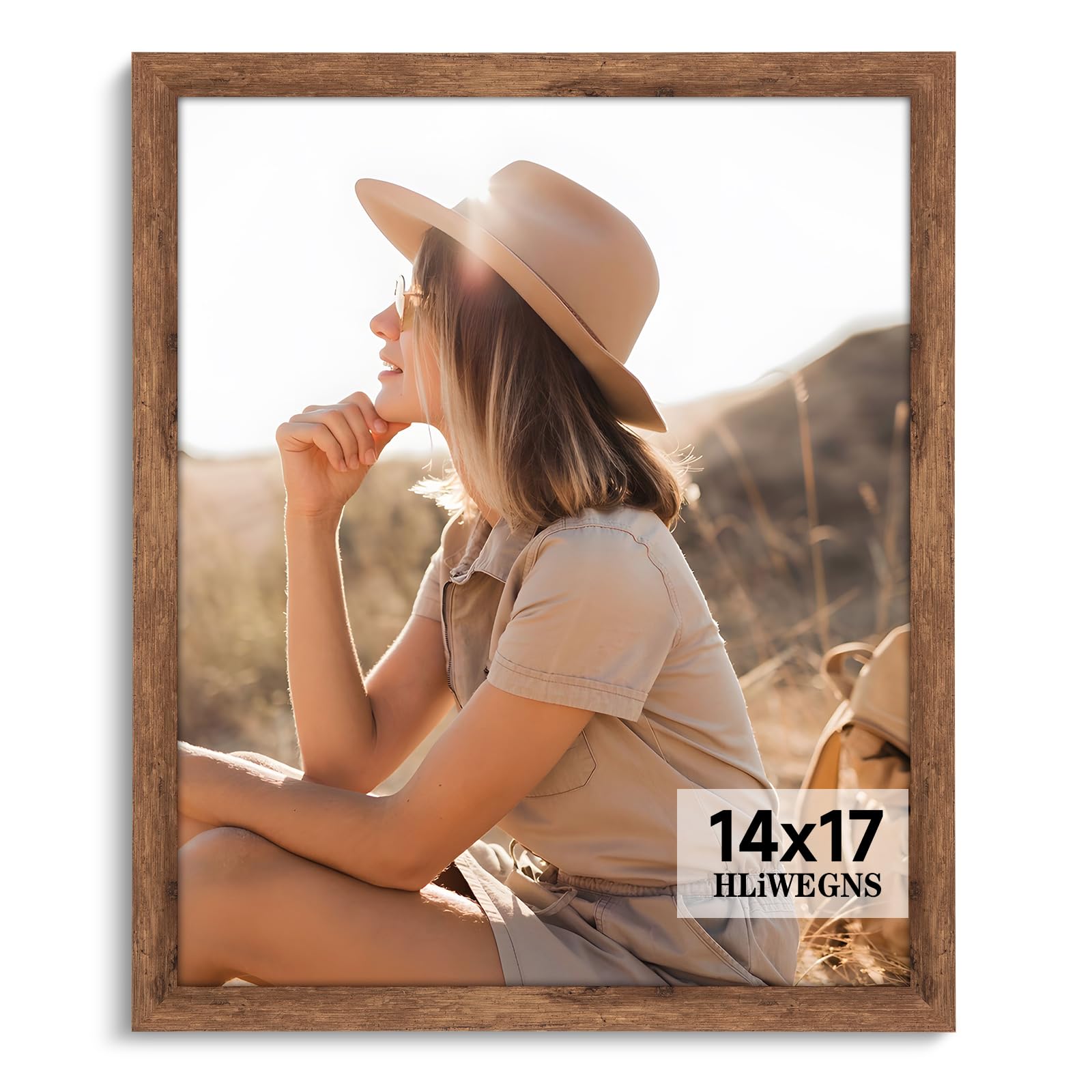 HLiWEGNS Light Walnut 14x17 - Single Frame - Rustic Woodgrain