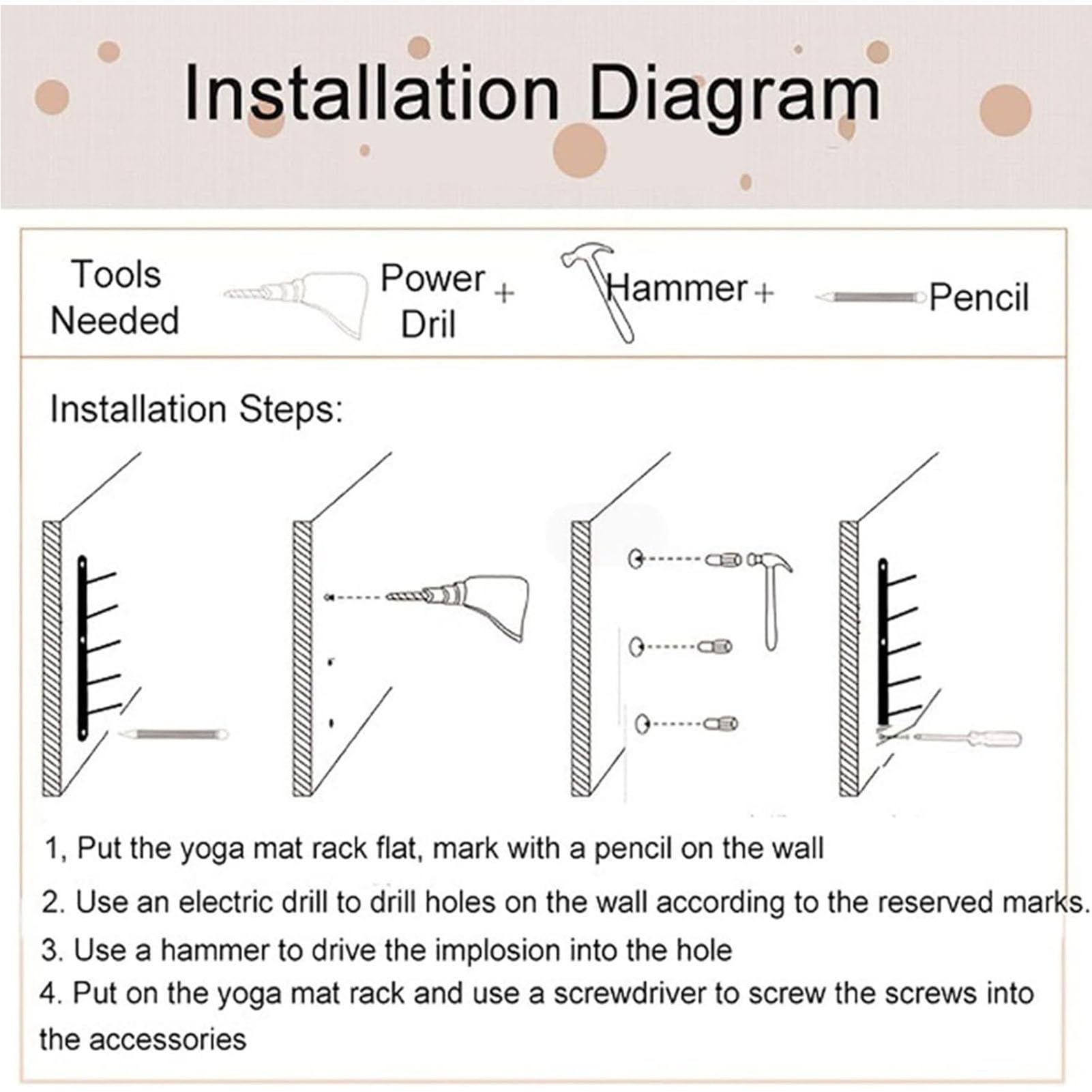 Soporte Esterilla Yoga Soporte de Yoga Montado en La Pared Multicapa, Estante De Almacenamiento para Esterilla De Yoga, Estante Organizador Rodillos Espuma