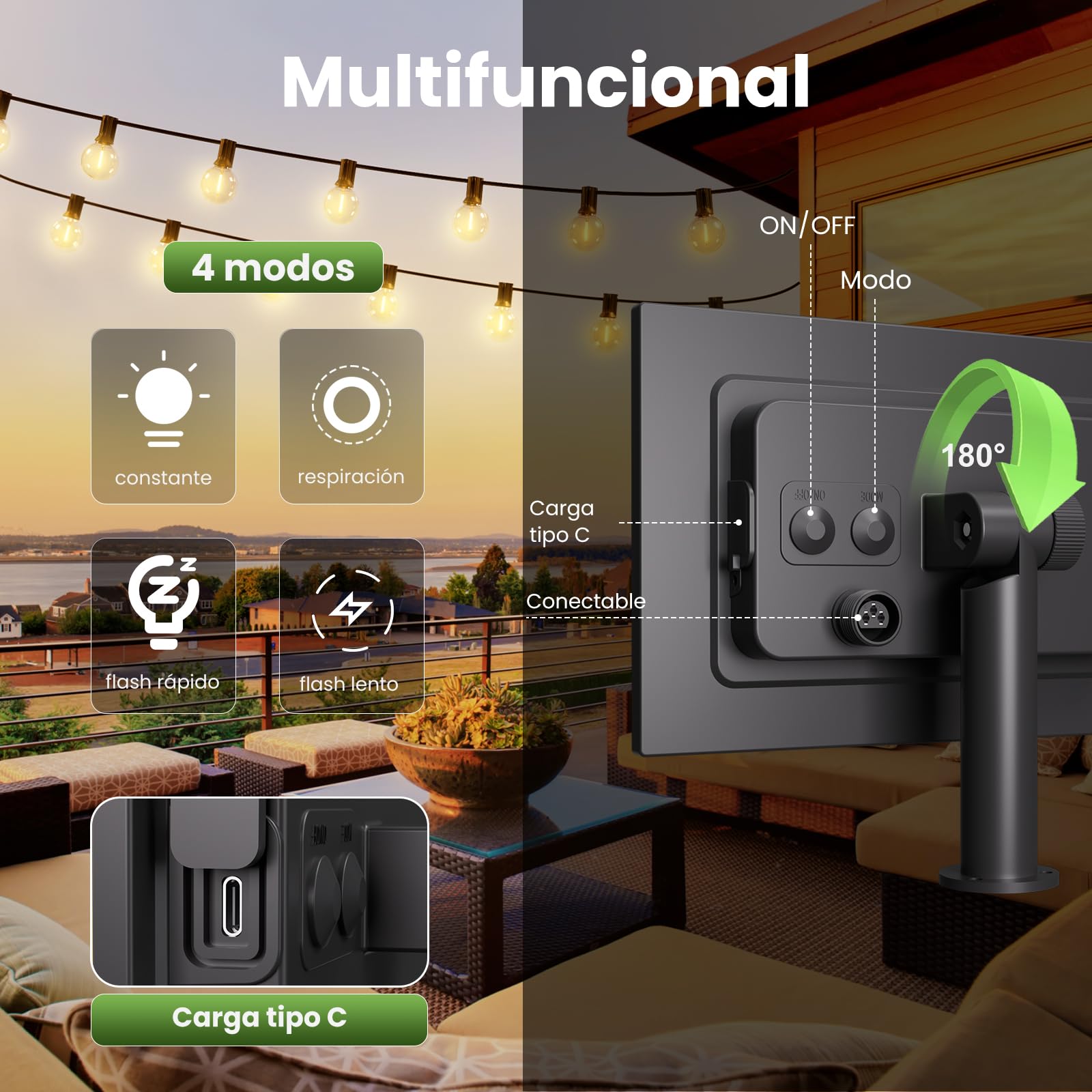Yuusei Guirnalda Luces Exterior, Luces LED 30M Solares Exterior IP65 | Impermeable IP65 & 2700K Blanco Cálido, Bombillas 50+2 G40 Irrompibles Luz para Jardin, Decoracion, Terraza, Pergolas Toldos