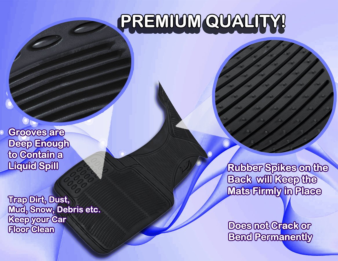 Zento Deals Car Floor Mat -Heavy Duty Weather Protection Mats Black - Rubber Runner Liner — view 2