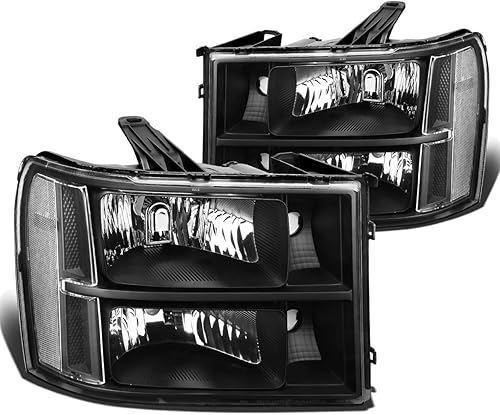 Miniatura 2 de DNA MOTORING HL-OH-GMCSIE07-BK-CL1 - Par de faros delanteros negros compatibles con GMC Sierra 150007-14 Sierra 2500 HD 3500 HD 3500 HD 07-13