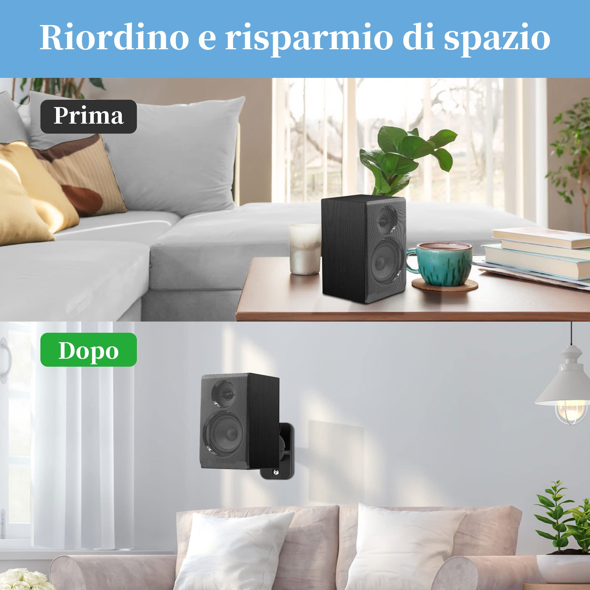 Cozycase Coppia Supporti da Parete per Altoparlanti 2 pezzi Girevoli Inclinabili Staffe per Casse a parete fino a 3,5 kg Nero