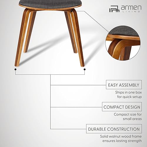 Miniatura 4 de Armen Living Jaguar Silla de comedor en tela de carbón y acabado de madera de nogal, acabado carbón/nogal, 20 pulgadas de profundidad x 18 pulgadas