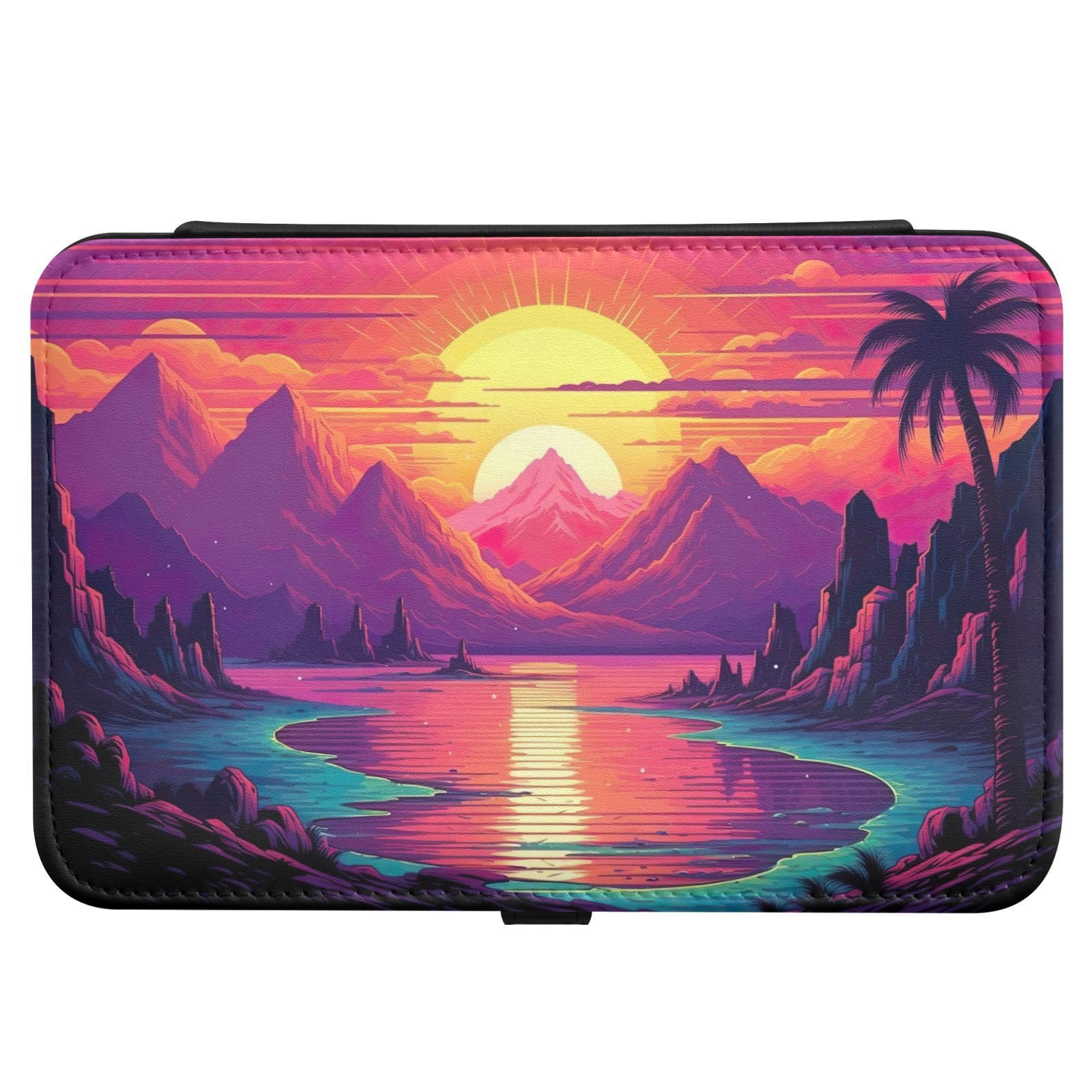 Haskirky Sunset Beach Jewelry Box Portable PU Leather Travel Jewelry Organize for Women Jewelry Storage Display Holder for Ring, Necklace, Earring