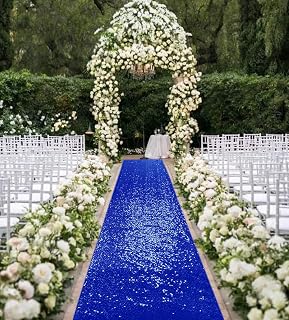 Sequin Aisle Runner Royal Blue Aisle Runner for Outdoor Wedding Ceremony Sequin Aisle Runner 3FTx15FT Aisle Runner Rug for Wedding Bridal Shower Event Party Decoration