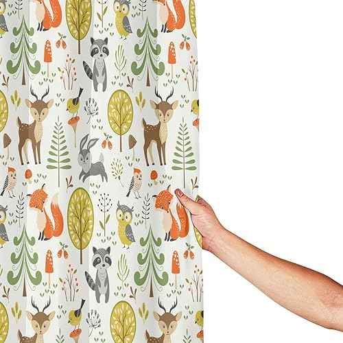 Miniatura 4 de GURUSS Cortina de ducha de animales del bosque, cortinas de ducha impermeables para baño, cortinas de baño para decoración de baño, juego de cortina