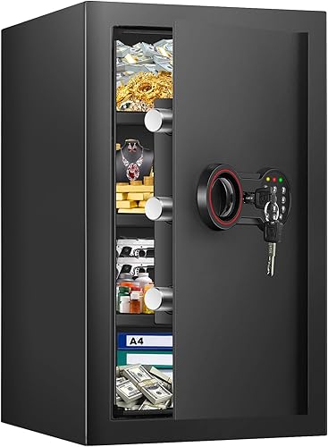 Miniatura 1 de 2.2 Cub Safe Box Fireproof Waterproof, Large Fireproof Safe with Fireproof Waterproof Bag, Digital Keypad Key, Inner Cabinet Box, LED Light, Home