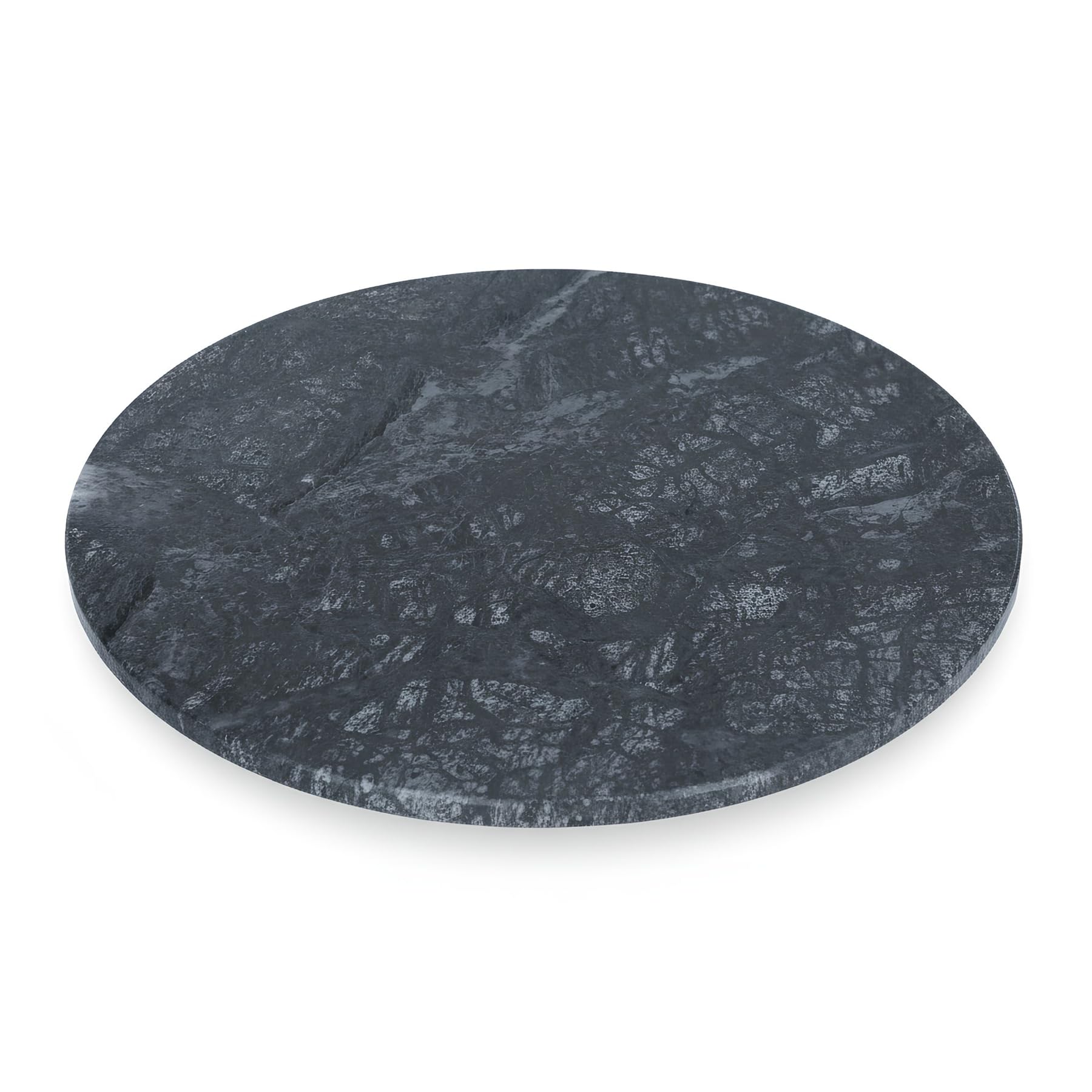 Argon Tableware Marble Serving Board - 33cm - Black Natural Stone Charcuterie, Cheese & Tapas Platter with Non-Slip Feet for Home, Café & Restaurant Use