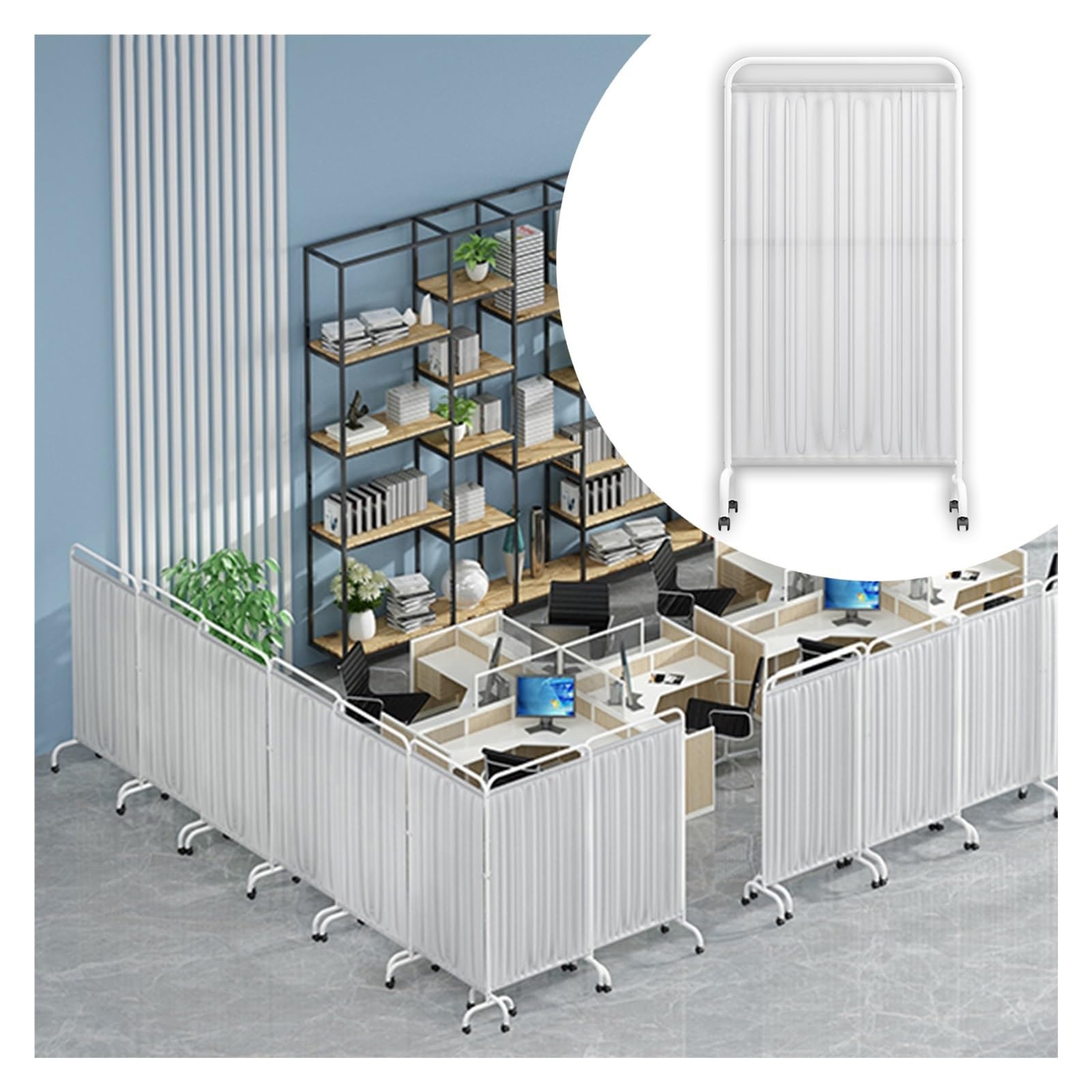 Séparateurs de pièce portables pliables sur roulettes 90 cm pour bureau