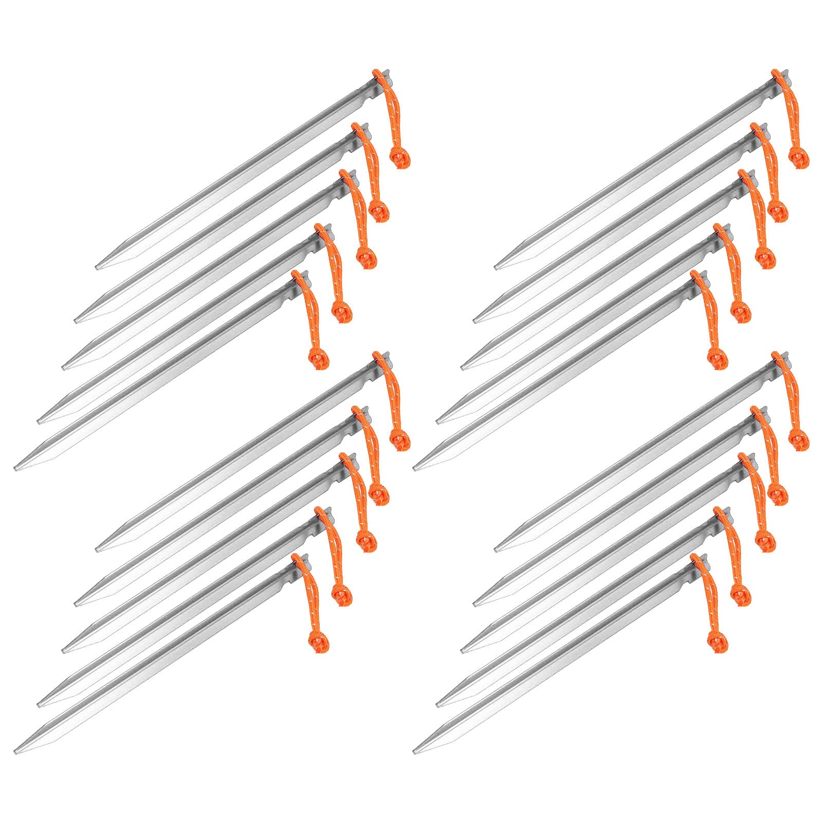 Picchetti per Tenda Resistenti da 20 Pezzi, Picchetti in Alluminio a Forma di V per Campeggio, Design Leggero e Impermeabile da 9 Pollici (Argento Bianco)