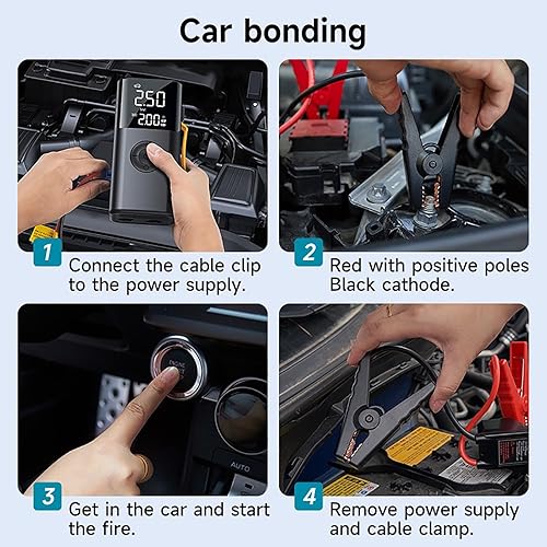 Miniatura 3 de Arrancador de batería de coche de 10000 A (para todo gas o hasta 12L Diesel) Potente arrancador de coche con carga rápida USB dual y salida de CC,