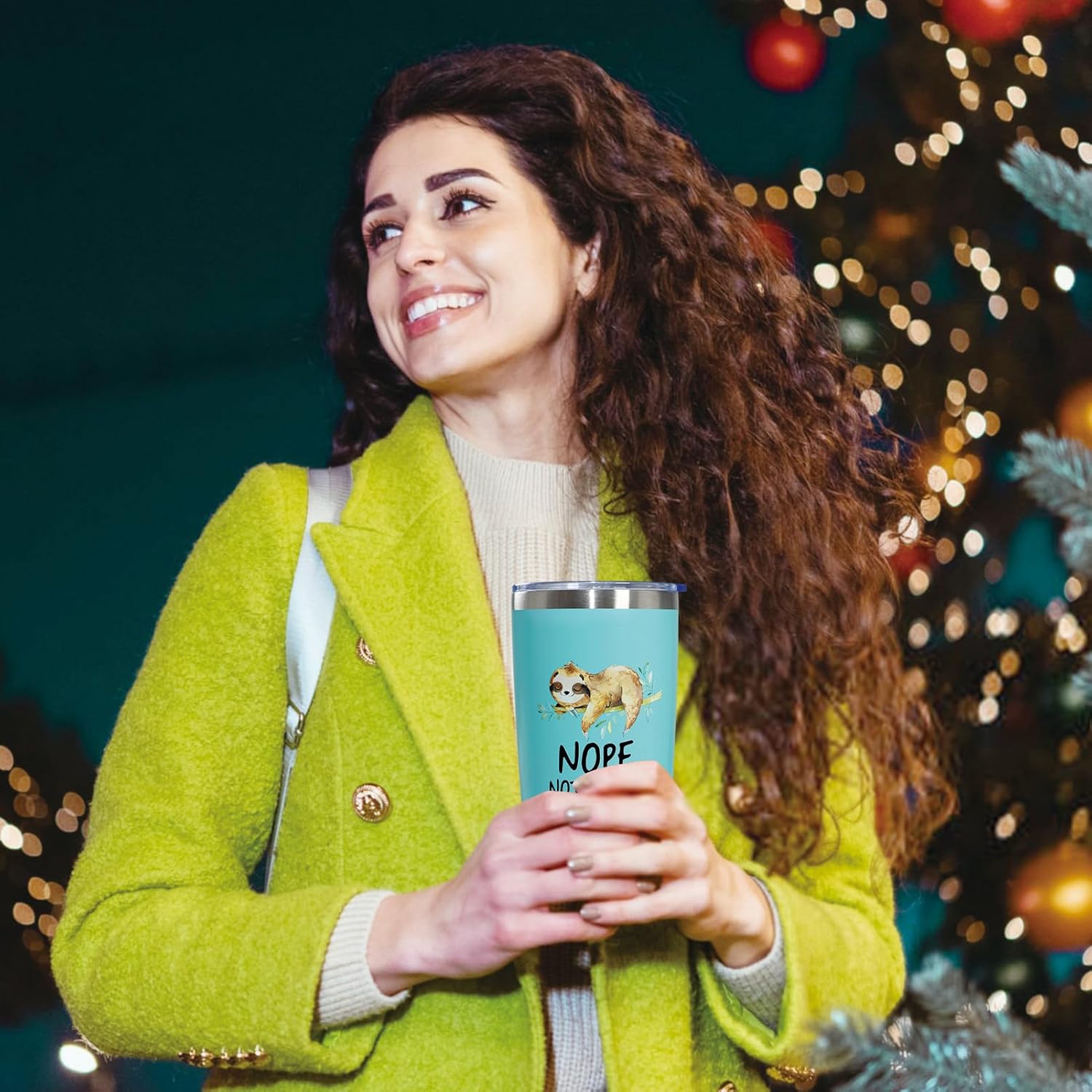 Sloth Gifts for Women Girls, Christmas Birthday Presents Basket Stuff for her Mom Adults Girlfriend Friend Bestie Coworker - Funny Coffee Wine Tumbler Cup Mug with Socks Keychain Makeup Bag - Image 4