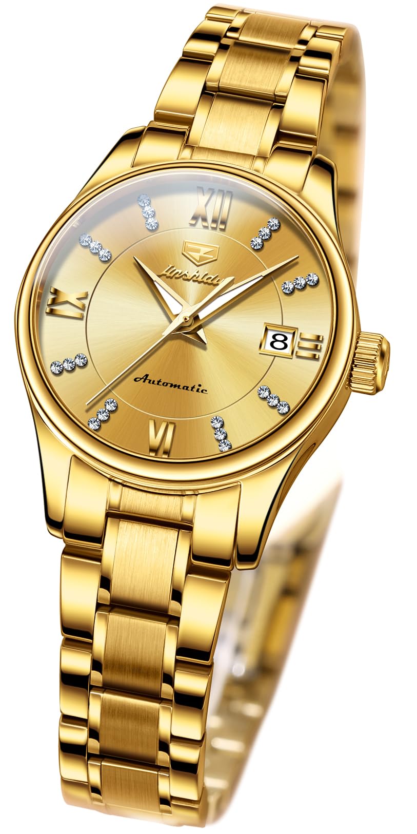 OLEVSMens Diamond Watch Luxury Business Dress Wrist Watches Quartz Stainless Steel Waterproof Luminous Day Date