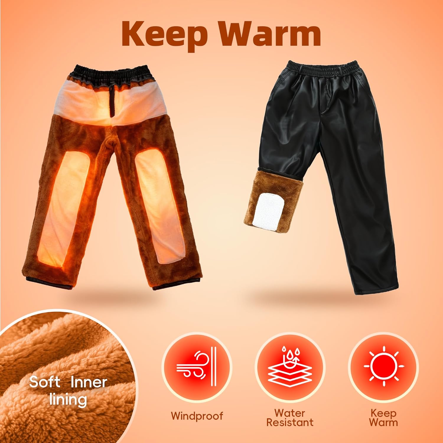 Mens Leather Pants,Black Leather Pants Men with Elastic Waist Fashion Casual Faux Leather Pants for Winter - Image 4