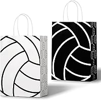 Lesnala 16-Pack Volleyball Party Favor Bags with Handles - Sports Theme Goody Candy Bags, 2 Designs for Birthdays & Games