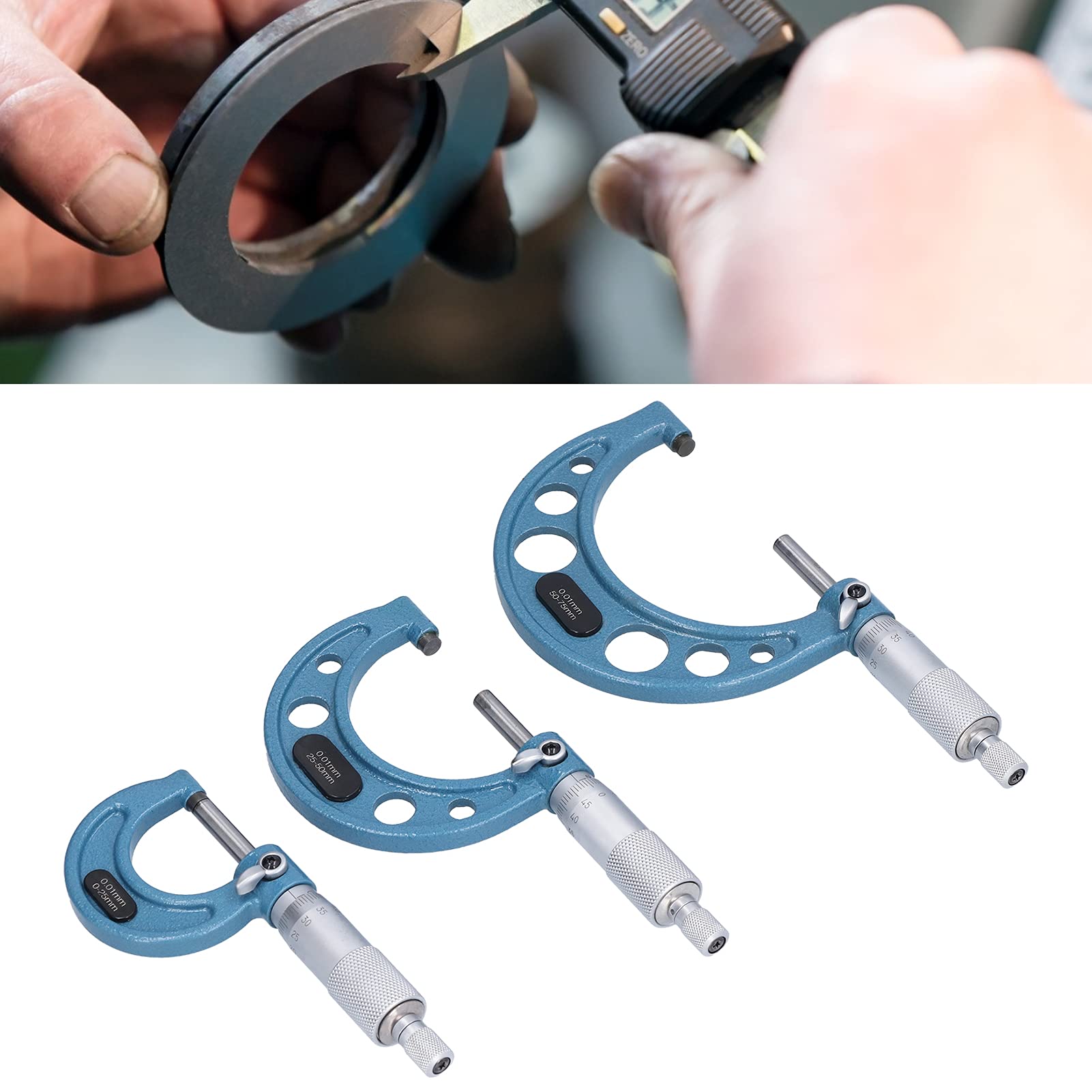 Marhynchus Außendurchmesser-Mikrometer, Lagerstahl, Hochgenaues Mikrometer 0,01 Mm, 0–25 Mm, 25–50, 50–75, Messwerkzeug für Präzise Teile, Maschinisten-Inspektoren