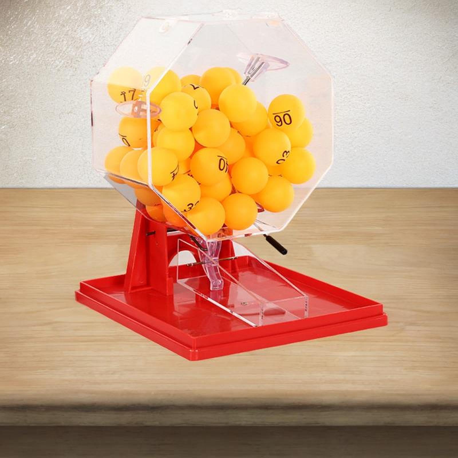 Gralara Machine à Boules de Loto, Cage de Jeu et Boules, Jouet Cadeau, Machine à Bingo, Machine à Loterie pour Adultes, Fêtes, Grands Groupes, Familles, Joueu, Boules Jaunes Rouges