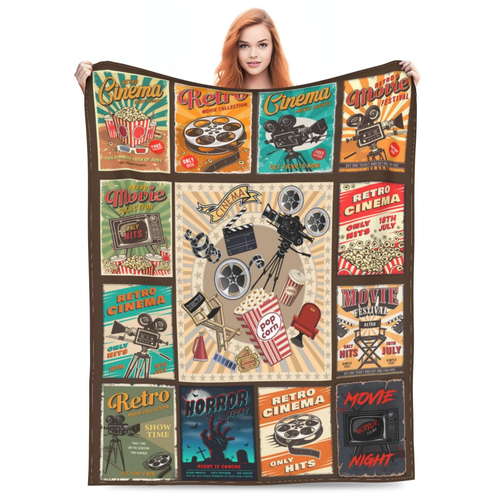ATOurDealss Popcorn Movie Blanket Gifts for Girls Boys Super Soft Warm Flannel Blanket for Women Men Adult Lightweight Throw Blankets for Couch Sofa Bedroom 80"x60"