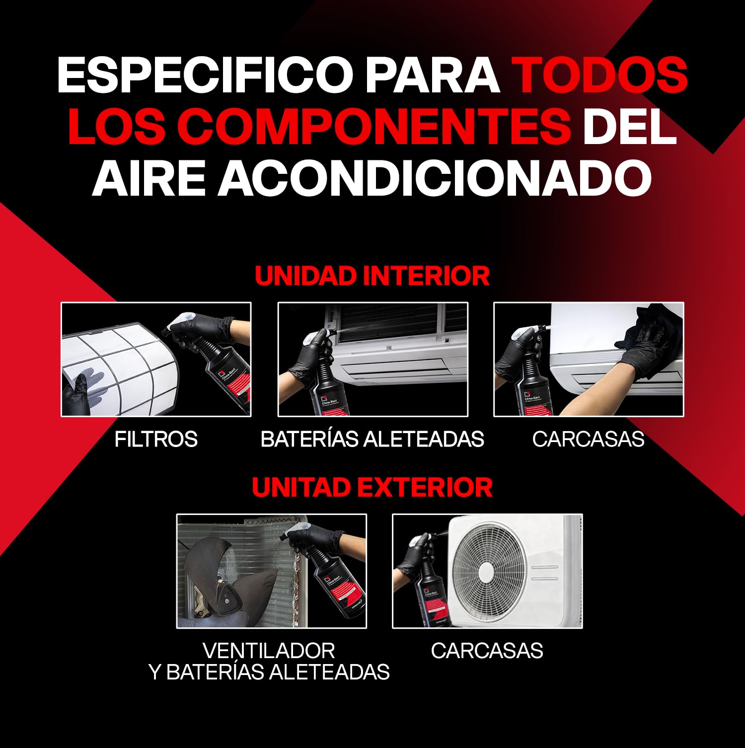 Errecom Kit Limpieza Y Desinfección A/C, Clima-Bact Detergente Desinfectante Biocida Registrado 1 L + Wally Funda Protección Split + A/C Tabs 40 Pastillas De Acción Prolongada